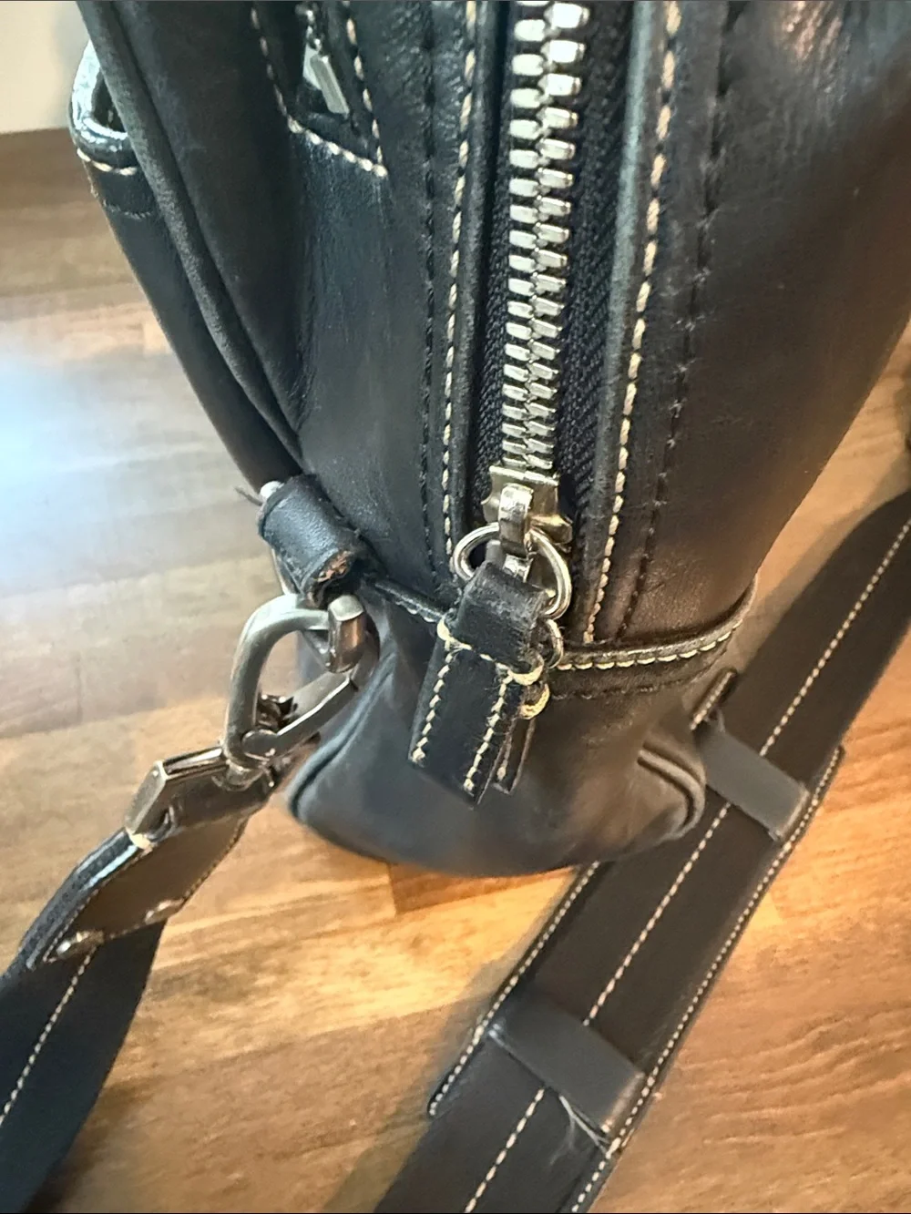 Women's Coach Black Leather Briefcase Bag with Shoulder Strap